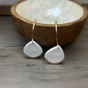 White and Gold-Tone Dipped Drop Earrings